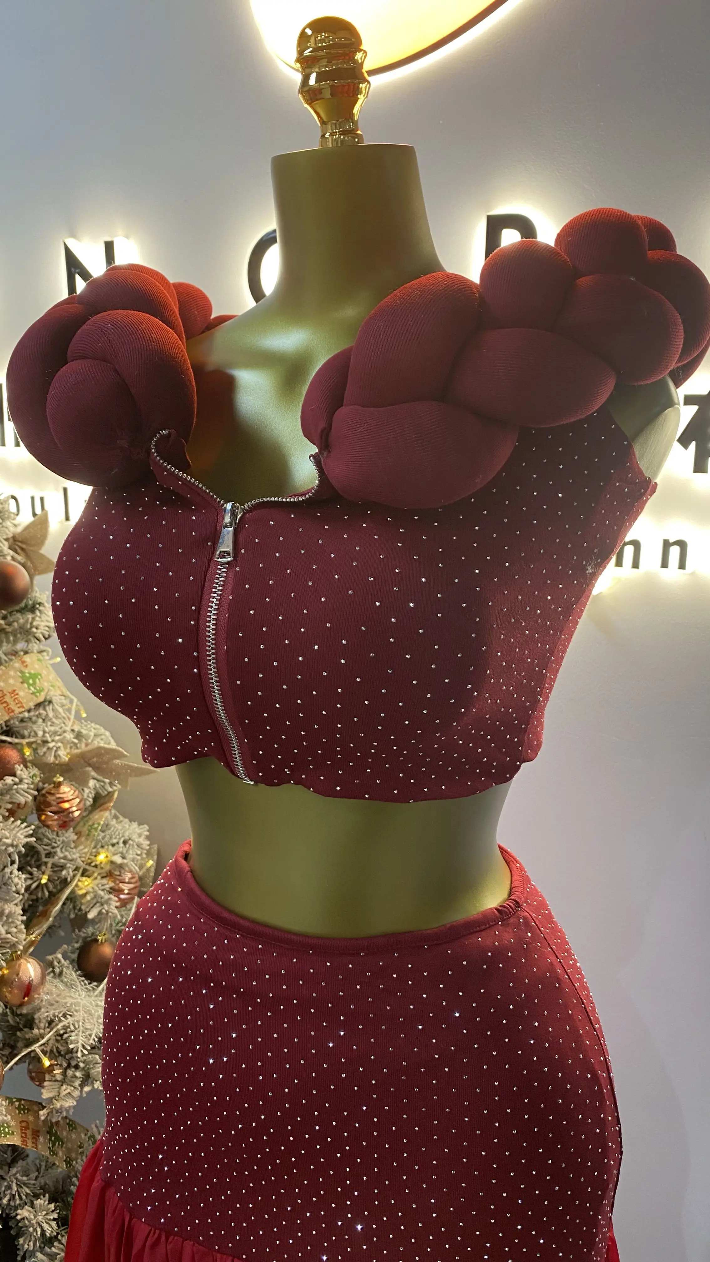 جديد مصمم المشاهير أزياء حزب أعلى وتنورة 2 قطعة فستان الحفلات النسائية-GZXX079