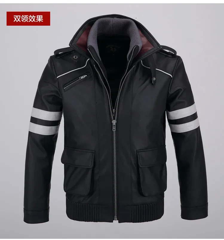 Game Prototype Alex Mercer PU Leather Jacket Winter Coat Double Collars! Halloween Cosplay Costumes for Women/Men M-4XL