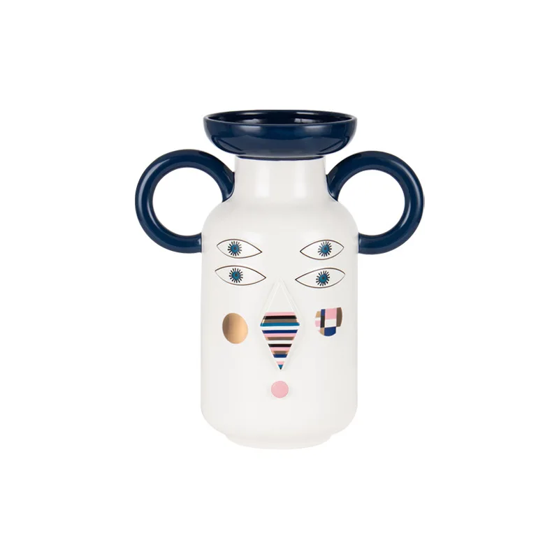 

Creative art ceramic vase, light luxury binaural high-end, large-diameter ornament