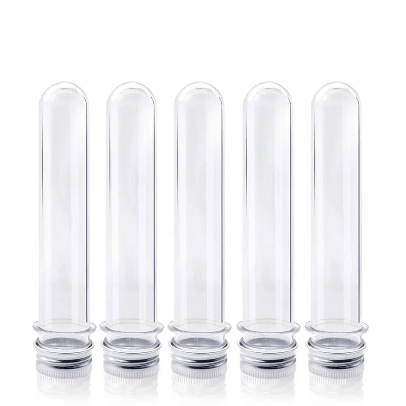 30Pcs Clear Test Tubes Plastic Test Tubes with Screw Caps for Scientific Experiments Candy Storage Bath Salt Containers