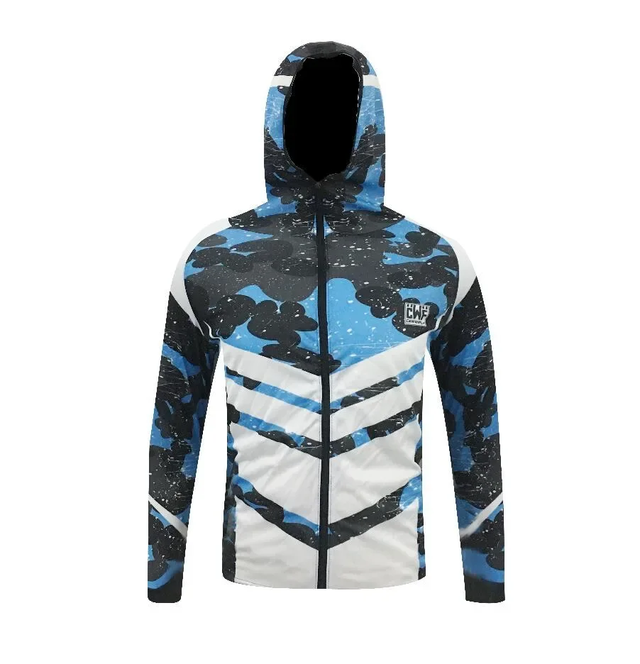 Breathable Hiking Outdoor Sports Jersey Hooded  Men's Printing Sun-Protection Fishing Anti-UV UPF 50+ Fishing Clothes