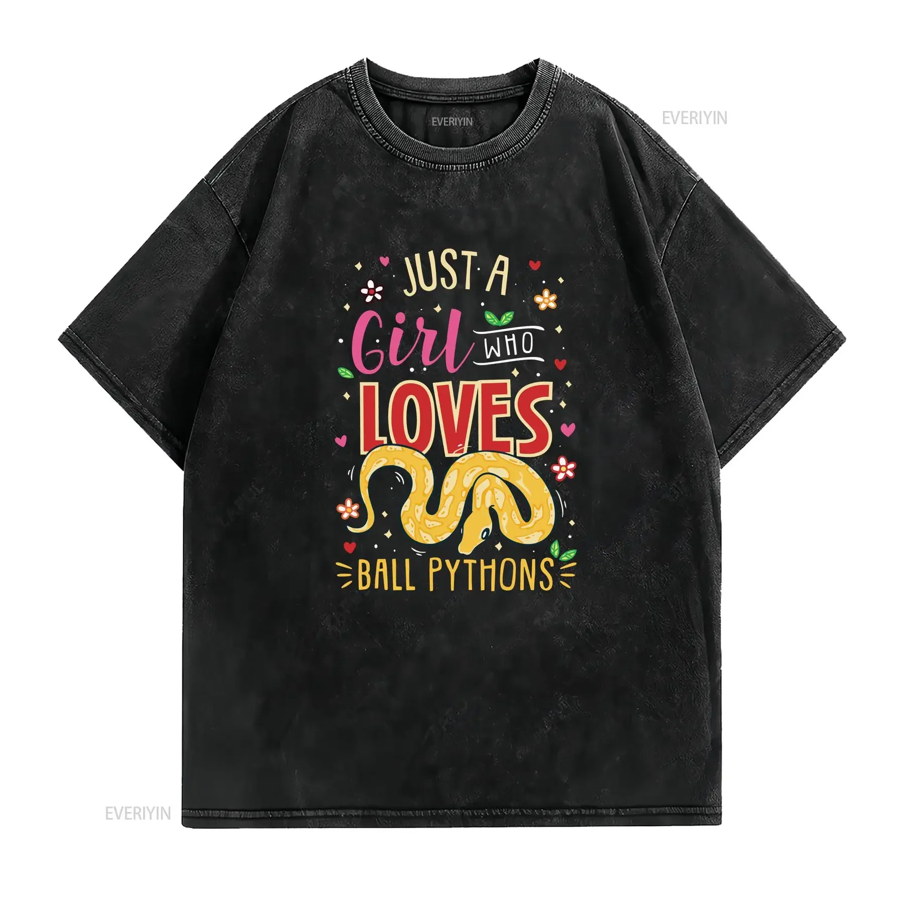 Ball Python T Shirt Women Reptile Snake Lover Funny Cute Albino Yellow Girl Who Loves vintage Washed Breathable
