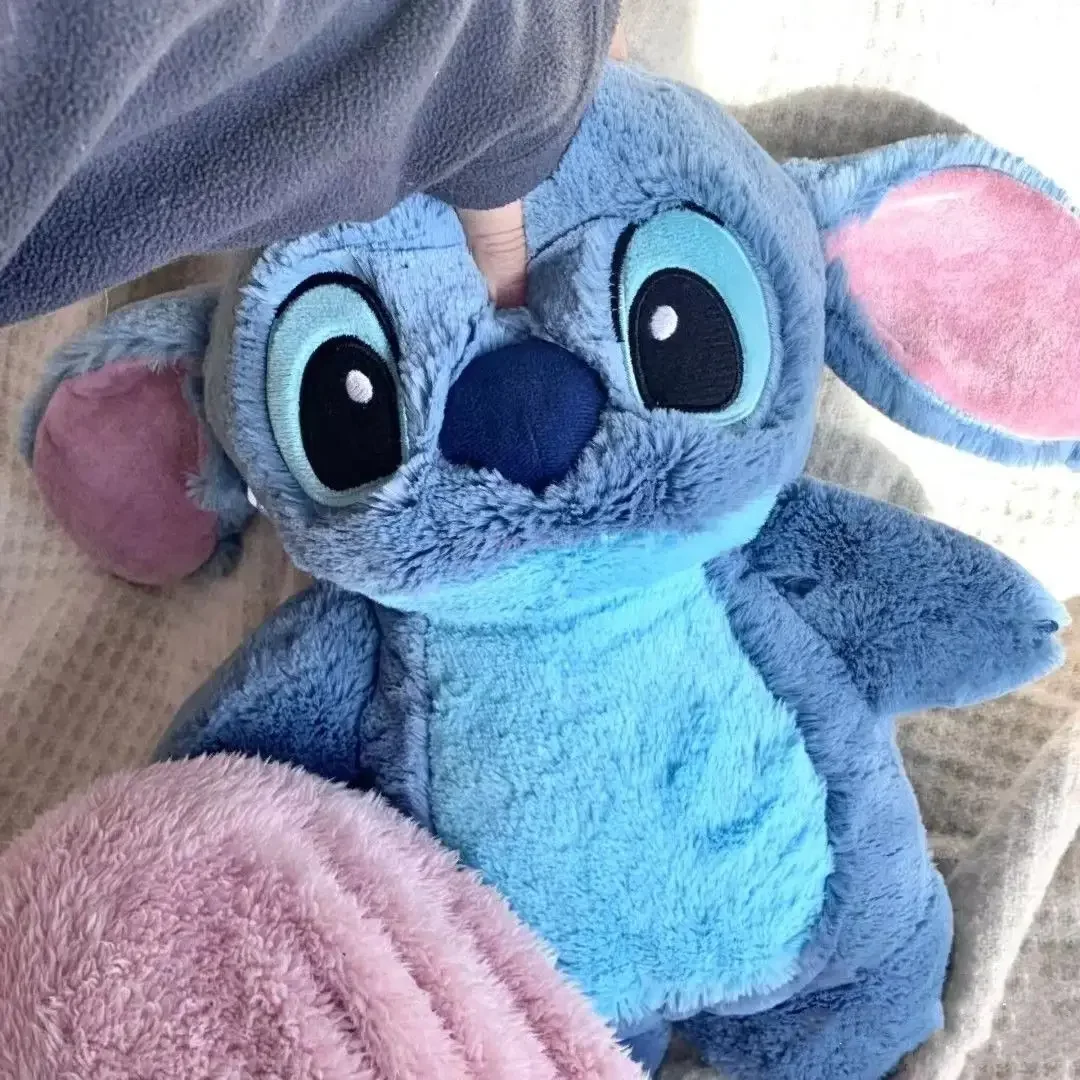 Kawaii Disney Stitch anioł Lotso pluszowa ręcznie ciepła butelka termofory zimowa przenośna ciepła torebka Anime zabawki prezenty bożonarodzeniowe