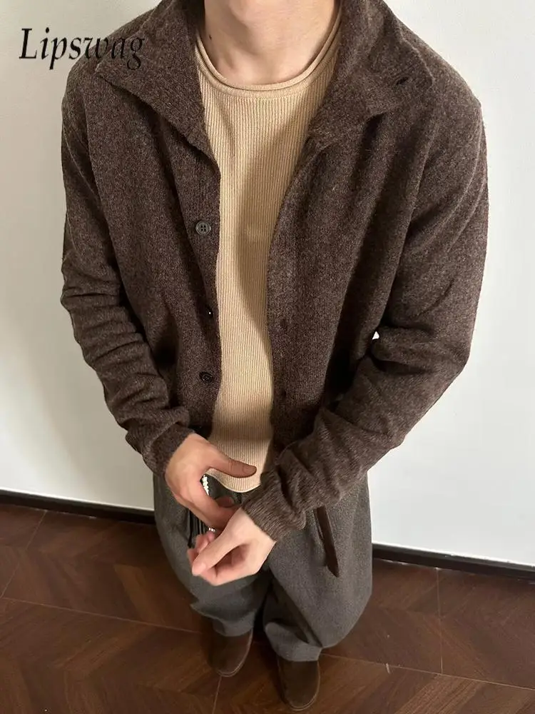 

Трикотаж, повседневные свитера, мужские винтажные водолазки на пуговицах, вязаный кардиган, топы, мужские винтажные тонкие вязаные куртки с длинными рукавами