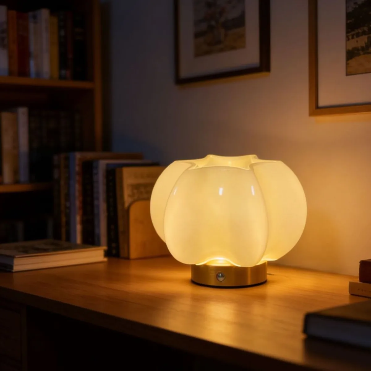 Star Fruit Shaped Glass Craft Night Light Low Voltage Rechargeable LED Table Lamp for Bedroom Living Room Outdoor Ambient Lighti