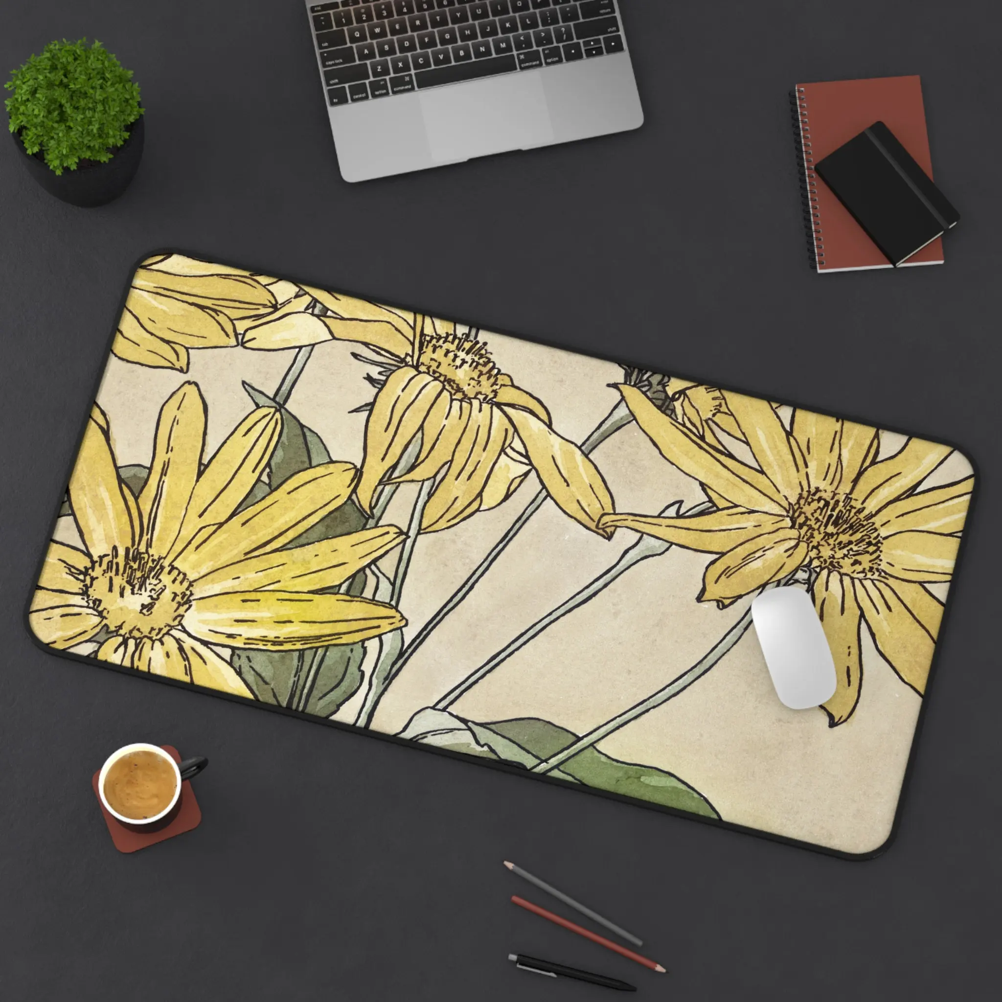 Sunflower Plant Deskmat, Cute Computer Desk Mat,keyboard Mat, Office Decoration, Cute Mousepad for Couples Gift Kawaii Desk Pad