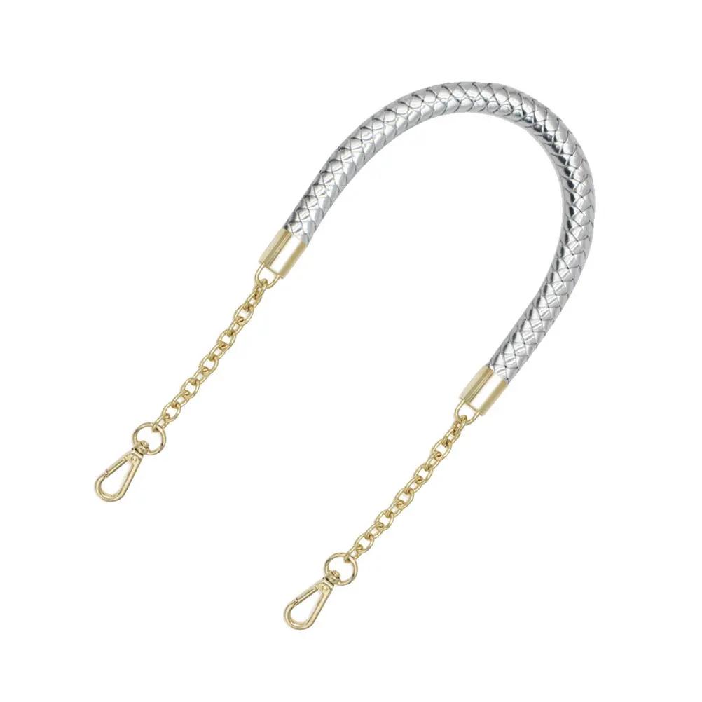 

PU Handbag Strap Thickened Chain Buckle Silver Replacement for Women Tote Bag Handle DIY Handmade Accessories