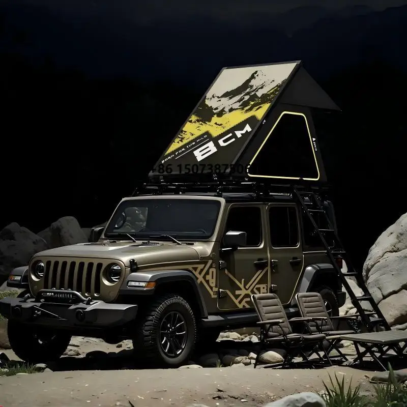 Ultra Thin Hard Shell SUV Roof Tent Quick Opening Folding Aluminum Triangular Tent Outdoor Camping Vehicle Tent