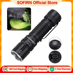 Sofirn SC33 5200 lumen Linterna LED XHP70.3 HI Linterna táctica Potente linterna recargable 21700 USB C con interruptor de cola E iluminación externa, potente linterna para caza, uso policial, defensa personal