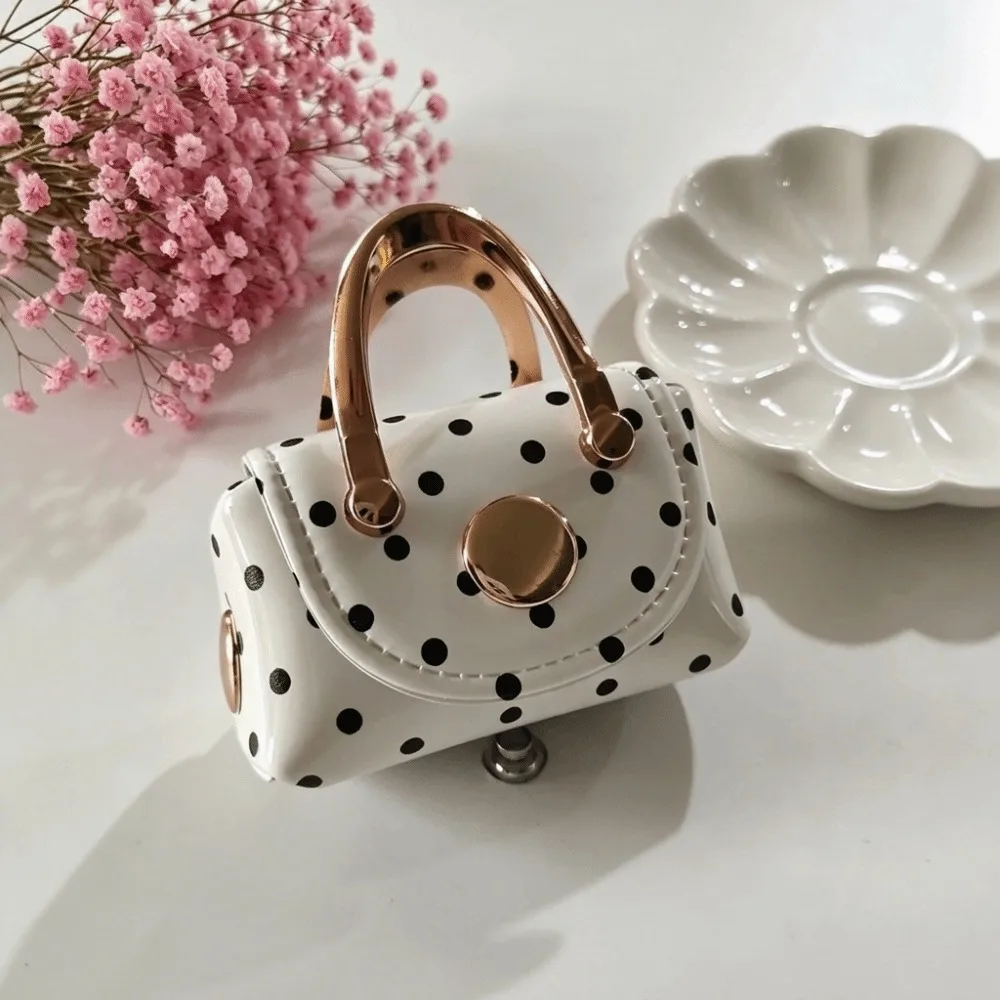 Fashionable Vintage Style Polka Dot Coin Purse Portable Lightweigh Mini Wallet Versatile Macaron Color Bag Pendant Charm Office