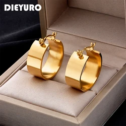 DIEYURO 316L Stainless Steel Gold Color Hoop Earrings For Women High Quality Fashion Girls Party Casual Jewelry Wholesale