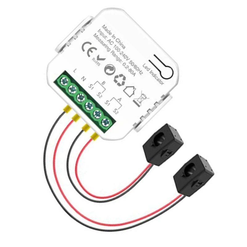 Energy Meter with Current Converters Clamps Power Consumption Monitors Meter for Electricity Consumption Monitoring