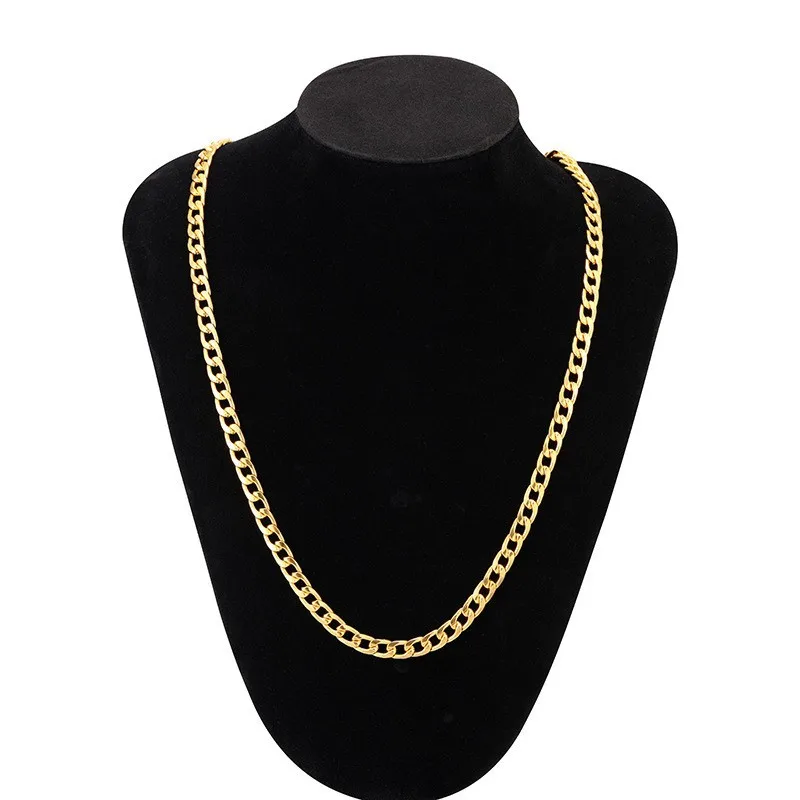 1pcs Hot Selling Multi Specification Fashionable And Simplicity Gold Necklace Plated With 18K gold, men's 6MM Side Necklace