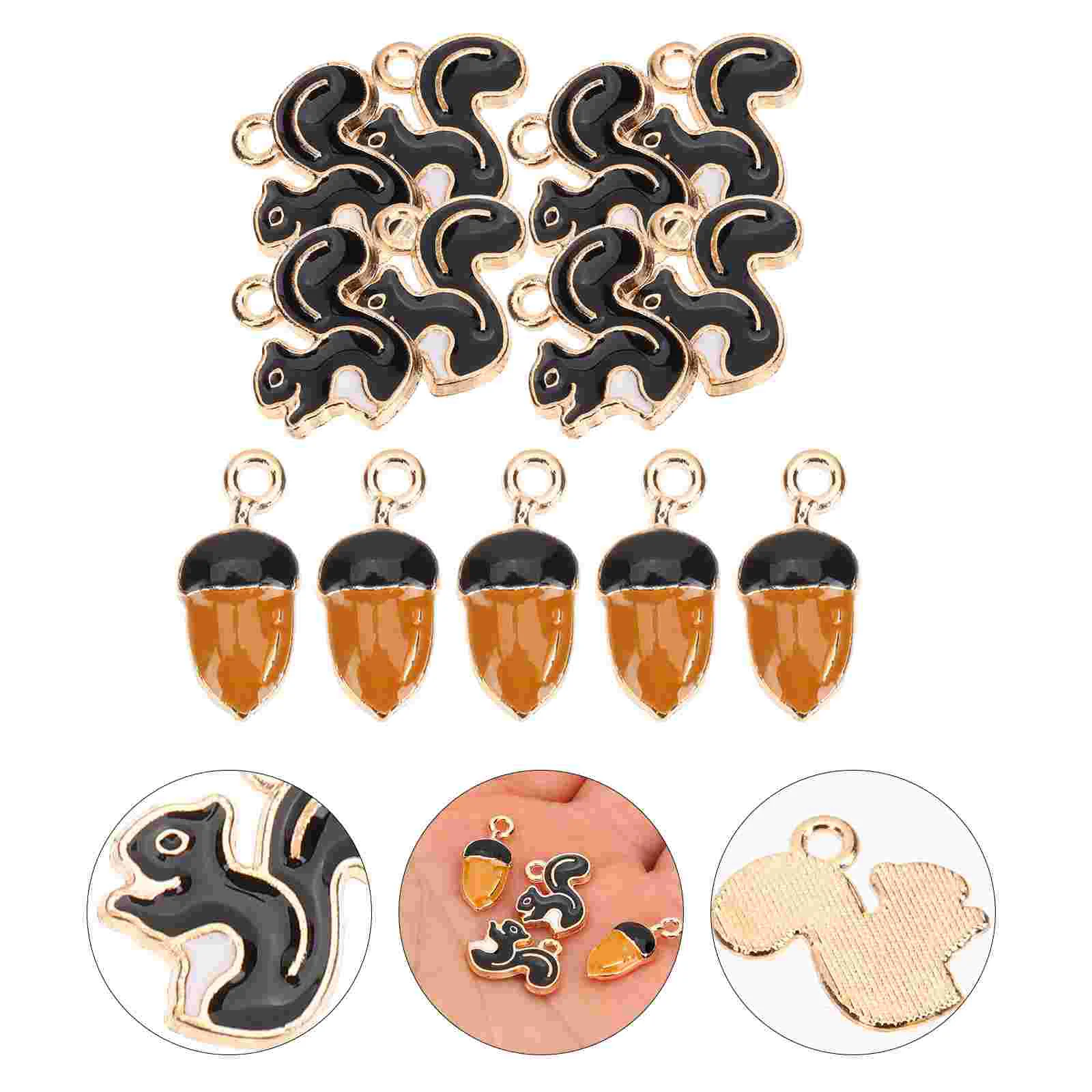 20 Pcs Necklace Accessories Squirrel Pendant Pinecone Beads Charms Alloy Bracelets Kit