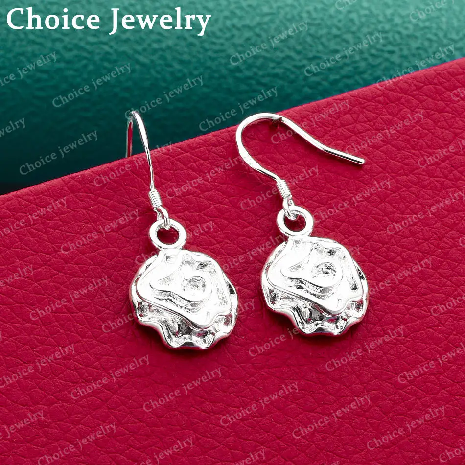 Ohrringe aus 925er-Sterlingsilber, Rosenblüten-Tropfenohrringe für Damen, Schmuck, Mode, Party und Alltag