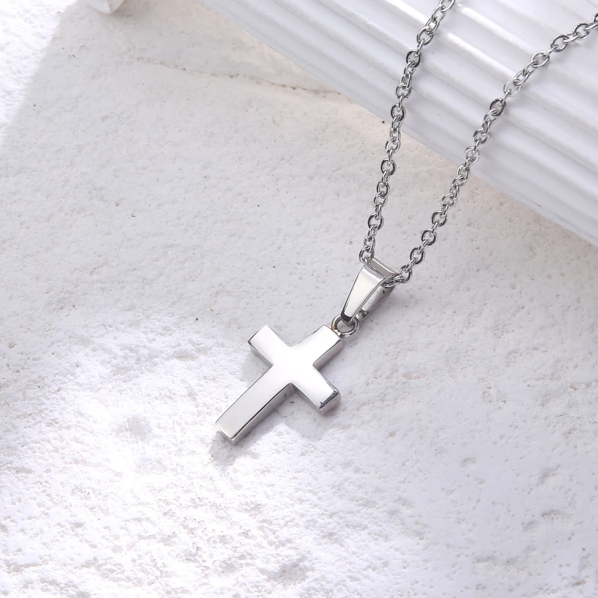 Cross Necklace Faith Pendant Dainty Chain Minimalist Simple Tiny God Lords Prayer Religious Jewelry Gift