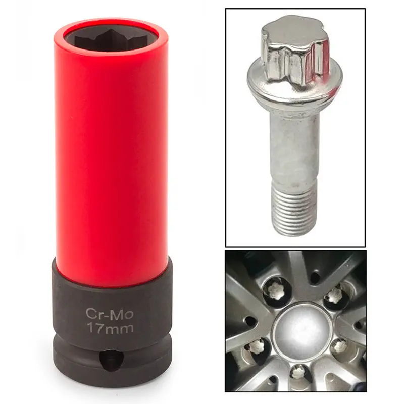 1PCS，Special Sleeve for New Tire Anti-theft Screws, Key Electric Wrench Air Cannon Extended Sleeve Head 17mm