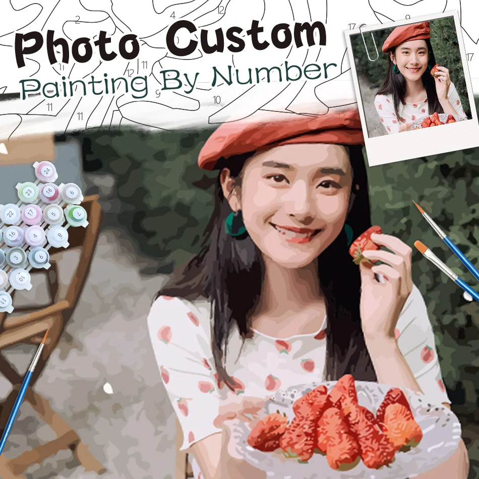 

CHENISTORY 24/36/48 Color Photo Custom Paint By Numbers On Canvas Pets Landscape Picture Customized Art Photos Home Decoration