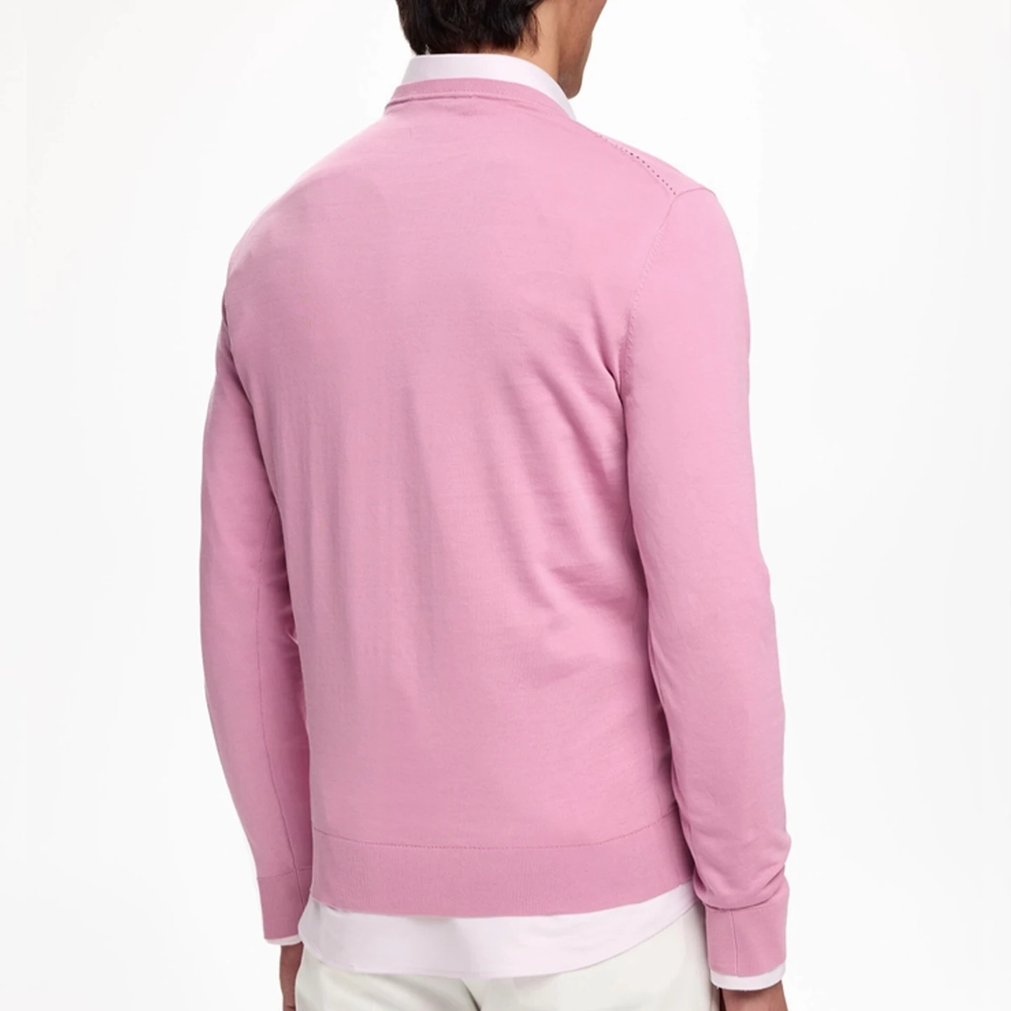 CH Herren V-Ausschnitt Pullover Slim Fit Langarm Strickpullover mit Kleiner Stickerei Business Casual Oberteil – Detail 3