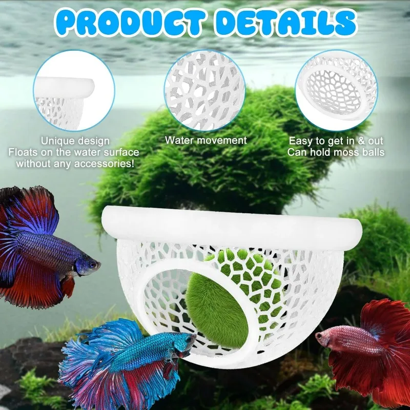 Schwimmende Betta-Versteckhöhle, Garnelenhöhle, Aquarium-Deko, 3-in-1-Hängematte, Futterring, Ruheplatz für Betta-Garnelen, sichere Aquarium-Dekoration