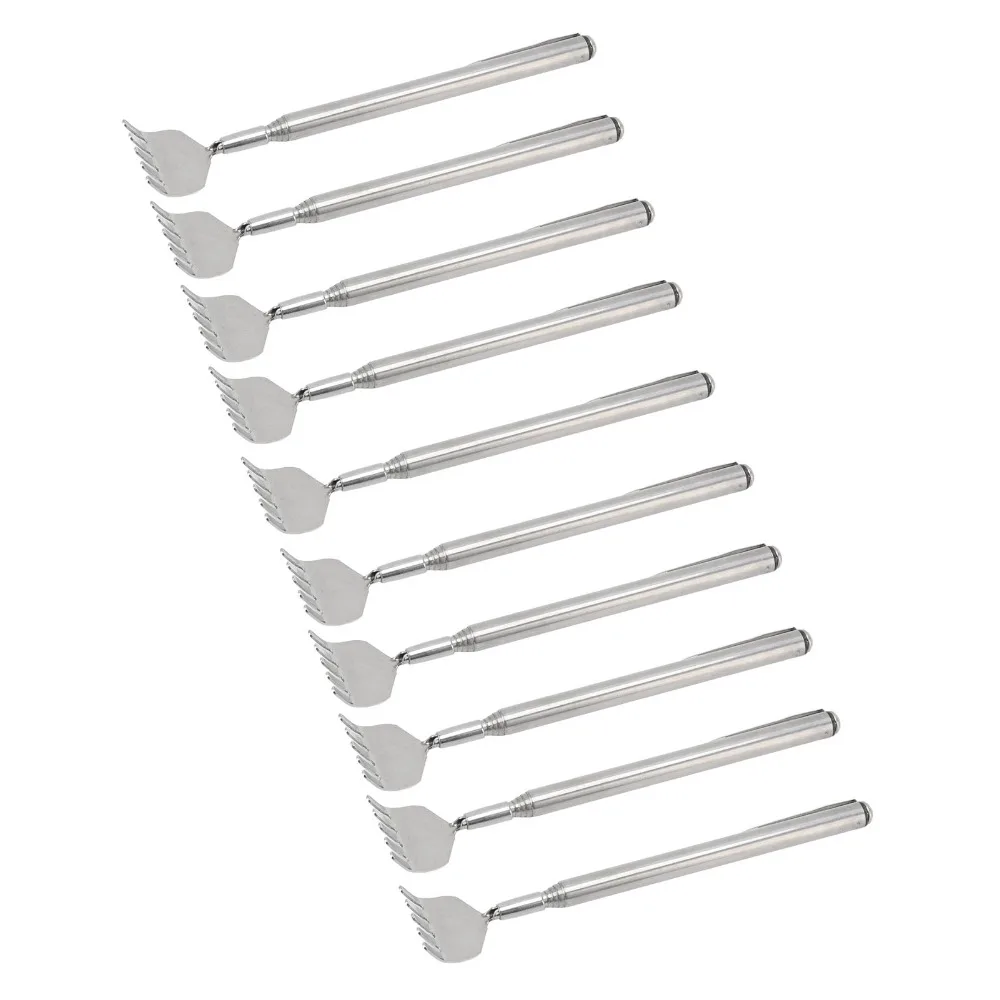 10Pcs Stainless Steel Back Scratcher with Pen Clip Mini Telescopic Tool Retractable Eco-friendly Handheld Massager Travel Use