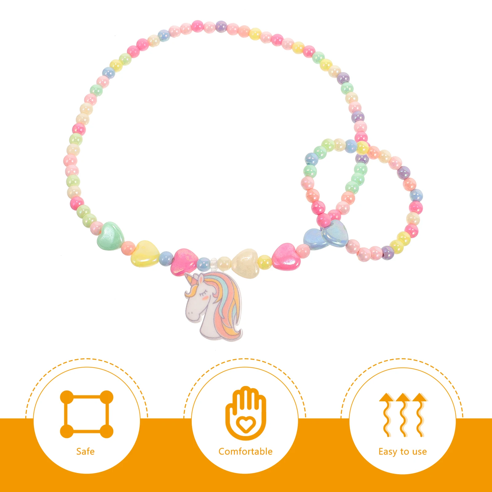 

Unicorn Jewelry Set Acrylic Child Necklace Bracelet Girls Beads Choker Party Daily Wear Cute Accessories Little Girl