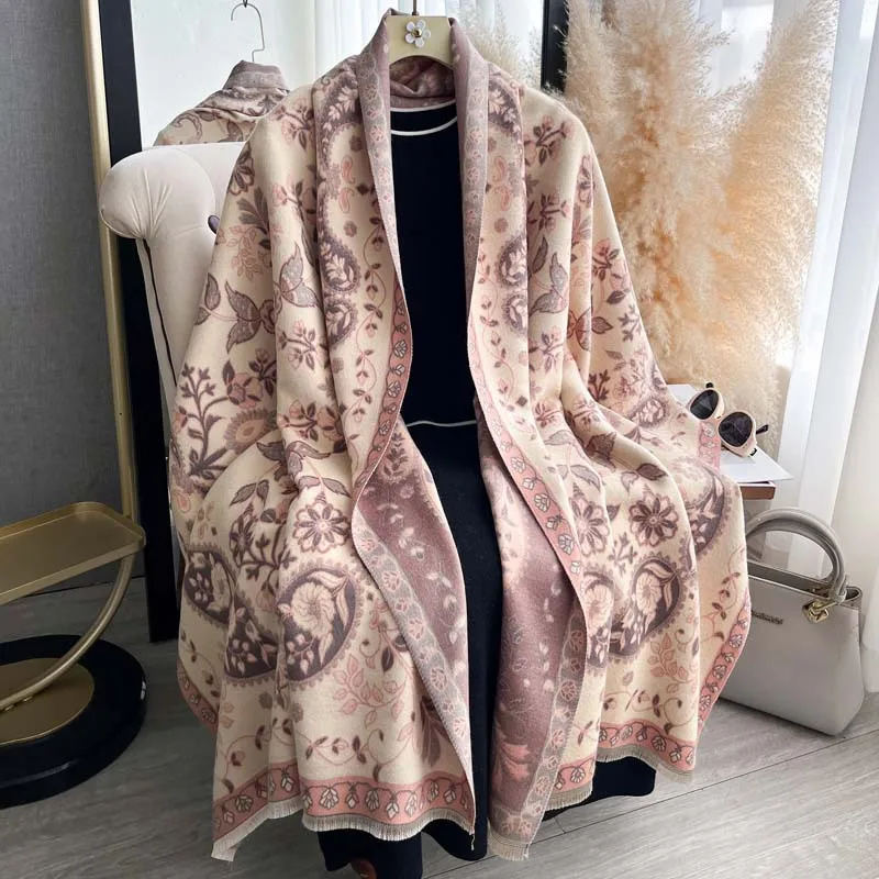 2026 Fall Winter Women Paisley Cashmere Feel Vintage Scarf Double Sided Jacquard Thick Long Shawl Wrap Elegant Versatile Warm
