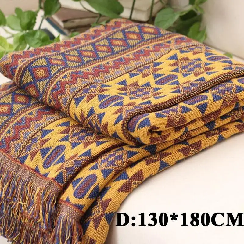 Improved Spring Cotton Woven Line Blanket Sofa Towel Knitted Thickened Warm Pad Mat Bohemian Boho Throw Travel Bedspread