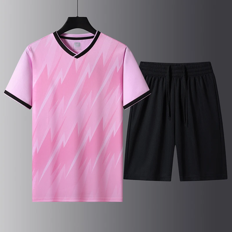 Summer Outdoor Sports Casual Short Sleeved Shorts Set for Men Comfortable Windproof Breathable V-neck Quick Drying Loose Suit