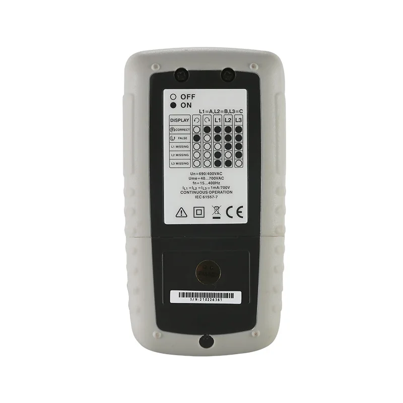 Handheld 3-Phase Rotation Indicator Meter, AC Phase Sequence Indicator 40V-690V AC with LCD Display