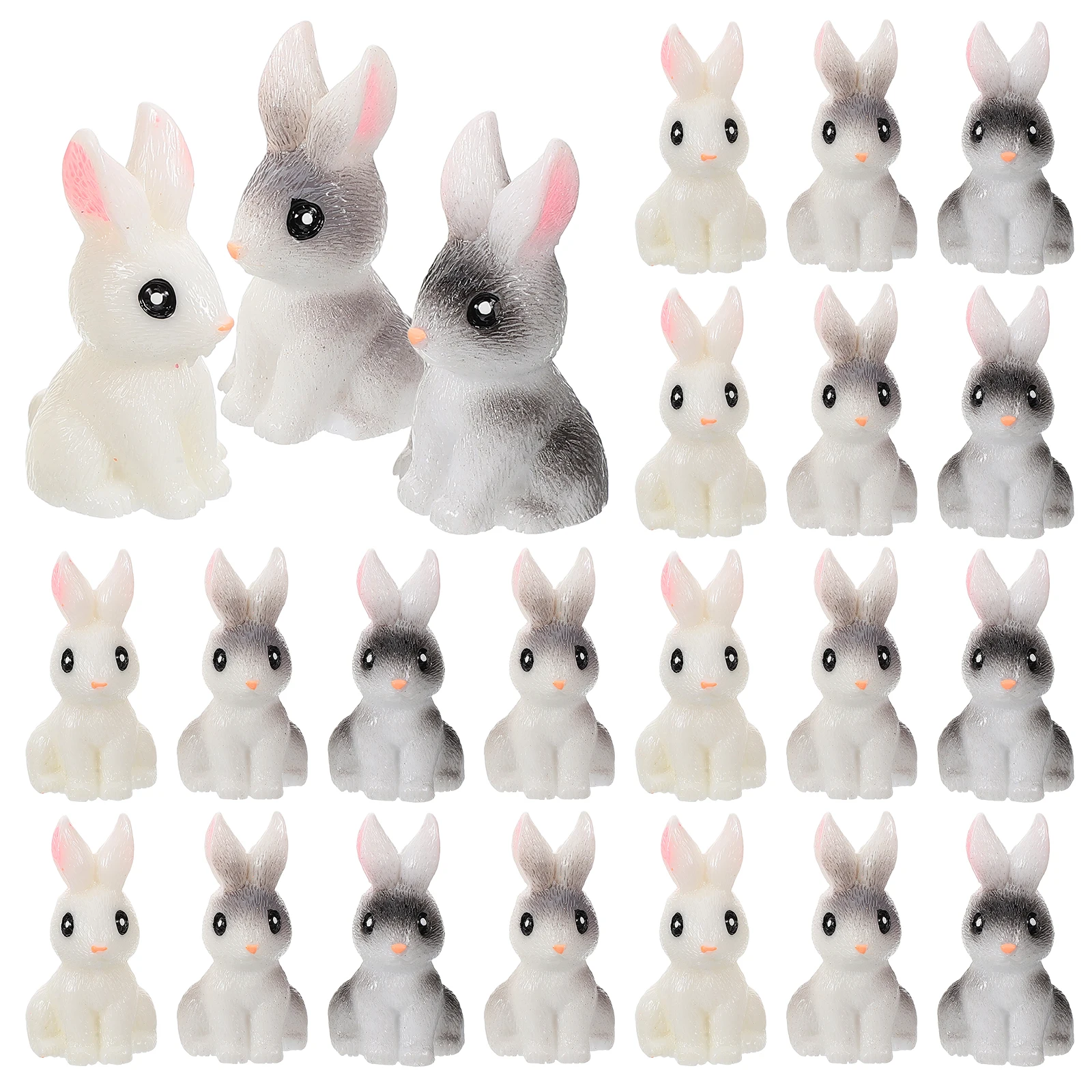 

30pcs Rabbit Miniature Figurines Resin Bunny Decor Lawn Garden Balcony Car Desktop House Yard nament Statue