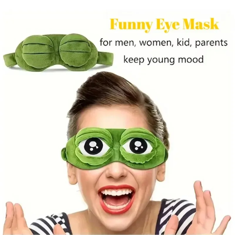 1-3pcs 3D Pepe Frog Sleep Mask, Soft Plush Eye Shade for Travel Home, Blackout Blindfold Natural Sleeping Aid, Portable