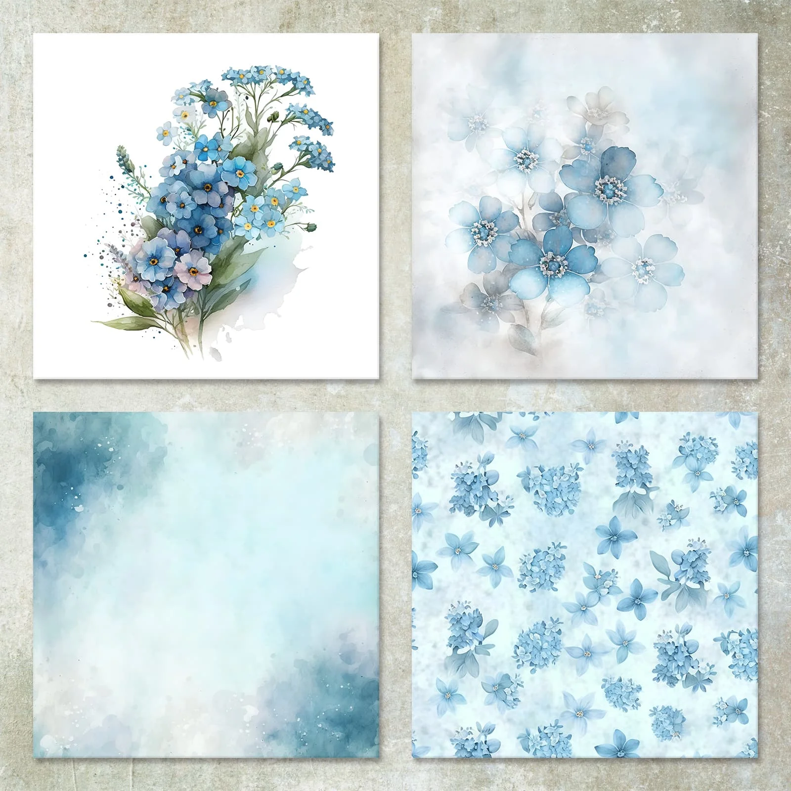 36 Sheets 6inch (Light Blue Butterfly Girl) Clipping Thin Paper for Bullet Diary, Junk Magazine, Greeting Card Background