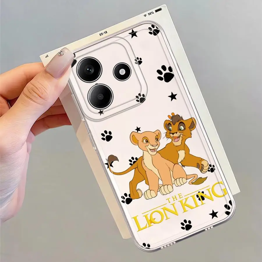 Funda transparente del Rey León para Xiaomi Redmi Note 13C 12S A4 14C 9 10 11 Pro 12 13 14 Pro Plus 10S 10Lite 11S 9S