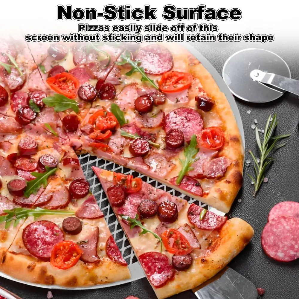 

Mesh Net Non Stick Pizza Screen Reusable Heavy Duty Baking Tray Seamless Aluminum Metal Net Bakeware Oven Baking
