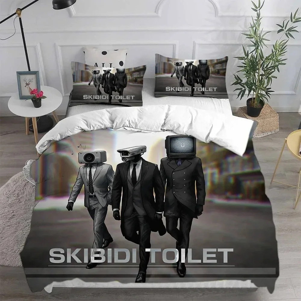 

3D Print Game Skibidi Toilet Arale Bedding Set Double Twin King Duvet Cover Comforter Pillowcase Boys Girls Adults Bedroom