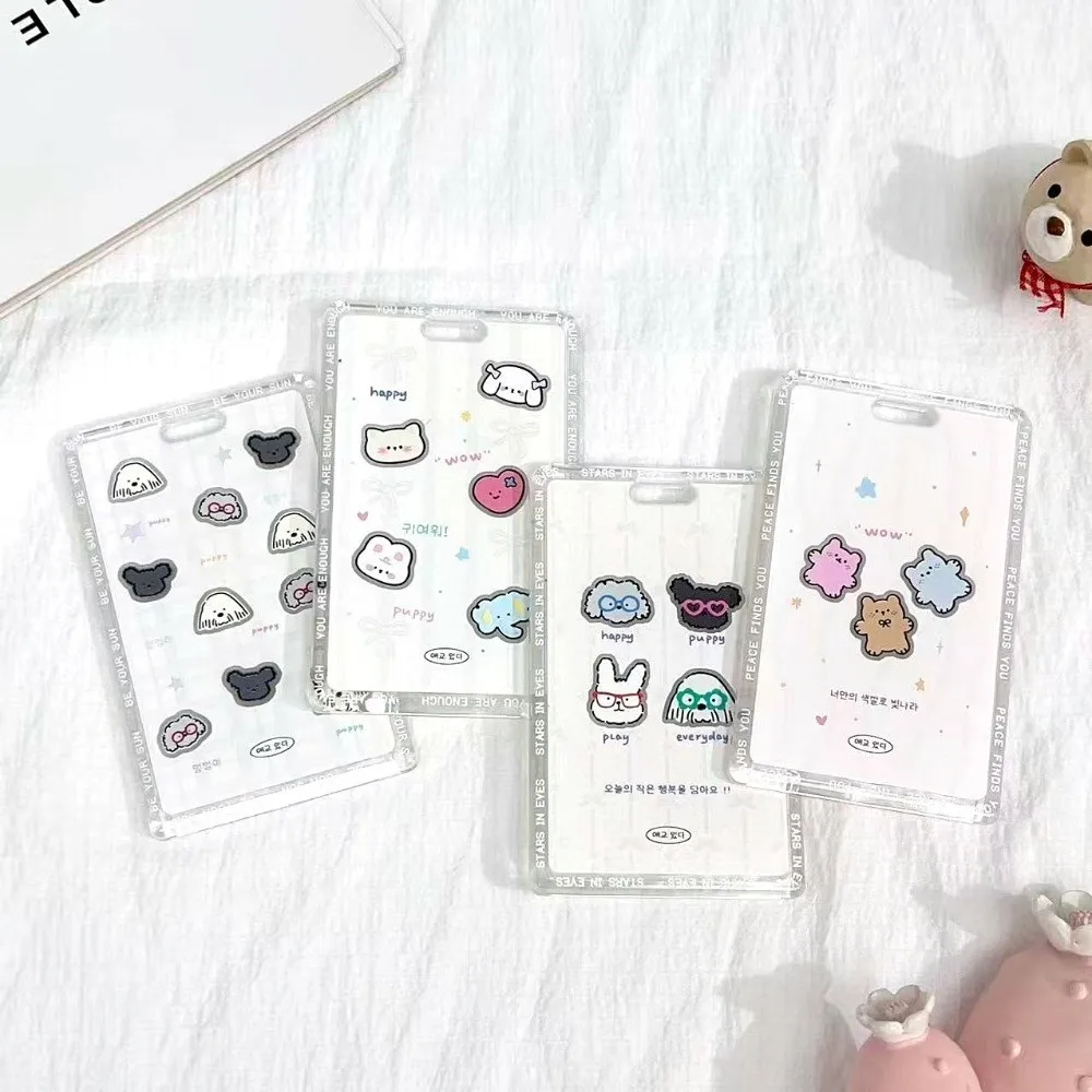 Transparente Kpop Fotokartenhalter Schiebeabdeckung mit Schlüsselanhänger Kartenhalter Federseil Tragbare ID-Karten Schutzhülle