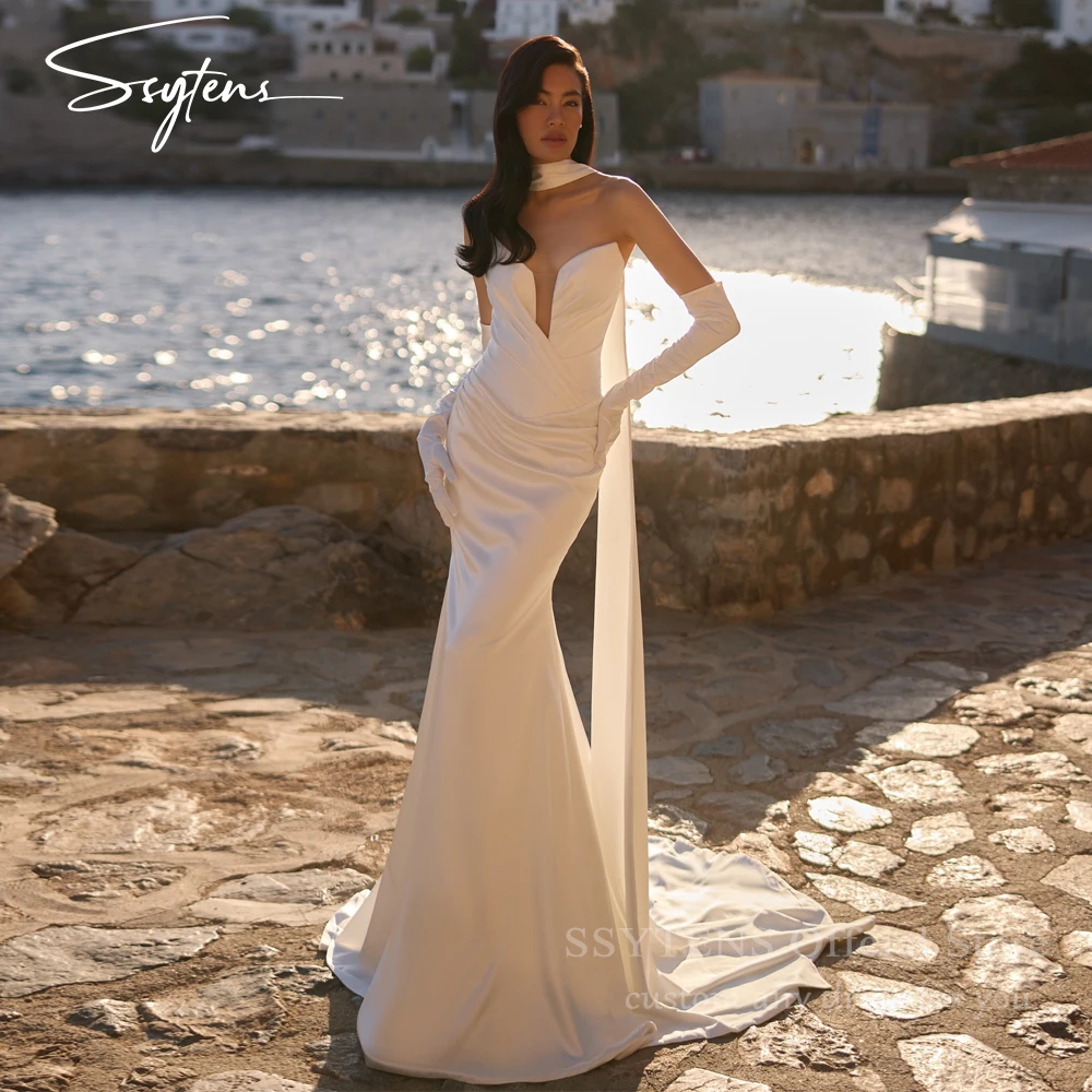 

SSYTENS Elegant Mermaid Wedding Dresses White Sweetheart Floor Length Bridal Dresses Formal 2026 Wedding Prom Gowns Customized