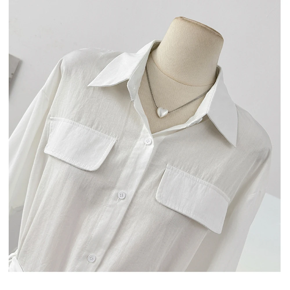 قميص نسائي مربوط بخصر واحد الصدر وياقة على شكل طية صدر وأكمام طويلة قميص عمل لخريف 2025 ملابس نسائية غير رسمية للتنقل #6