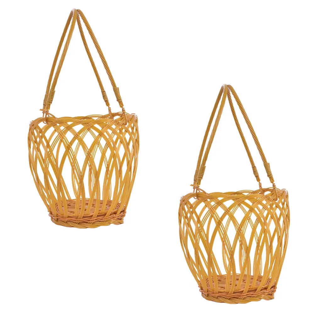 

2pcs Basket Retro Storage Baskets Hand Woven Iron Wire Suitable Ceramic Jars Decorative White Gift Baskets Plastic