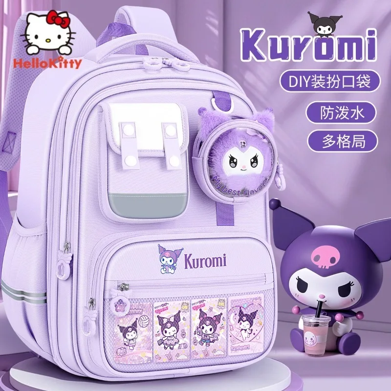 

2025 New Sanrio Kuromi School Bag Lightweight Spine Protection Backpack for Girls Grade 1-4 Cute and high aesthetic value