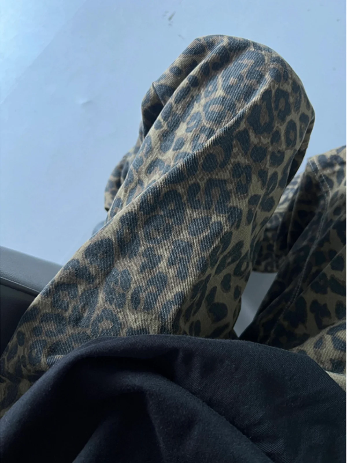 

Loose Drapey Leopard Print Men's Jeans High Street American Sle Autumn 2024 New Wide Leg Pants Hip Hop Casual Trousers