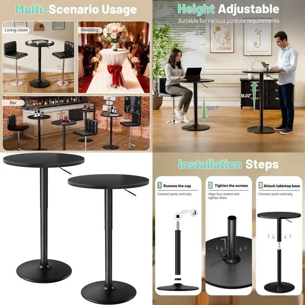 

Круглый барный стол с регулируемой высотой, 27,4-36 дюймов, 360° ° Поворотный механизм, подходит для коктейлей и сервировки стола