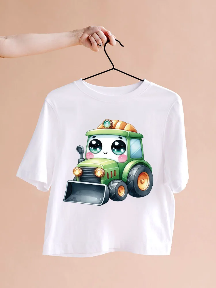 Cartoon Tractor Thermal Transfer Sticker Fusible Iron On Patches For Boy Girl Clothing T23688