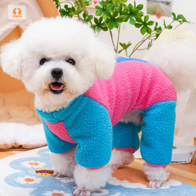 Fleece Pet Clothes Romper Winter Dog Jumpsuit Onesie Tracksuit 4-Legs Coat Jacket Overalls For Small Dogs Chiwawa Dog Pajamas XL