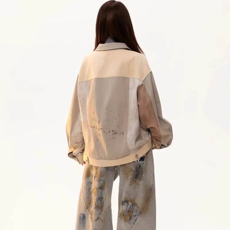 Kurtki w stylu American Retro Unisex Wiosna 2026 Nowe Zamszowe Zdobienia Kieszenie Słodki Cool Luźny Styl Y2k Uniwersalne Płaszcze dla Par