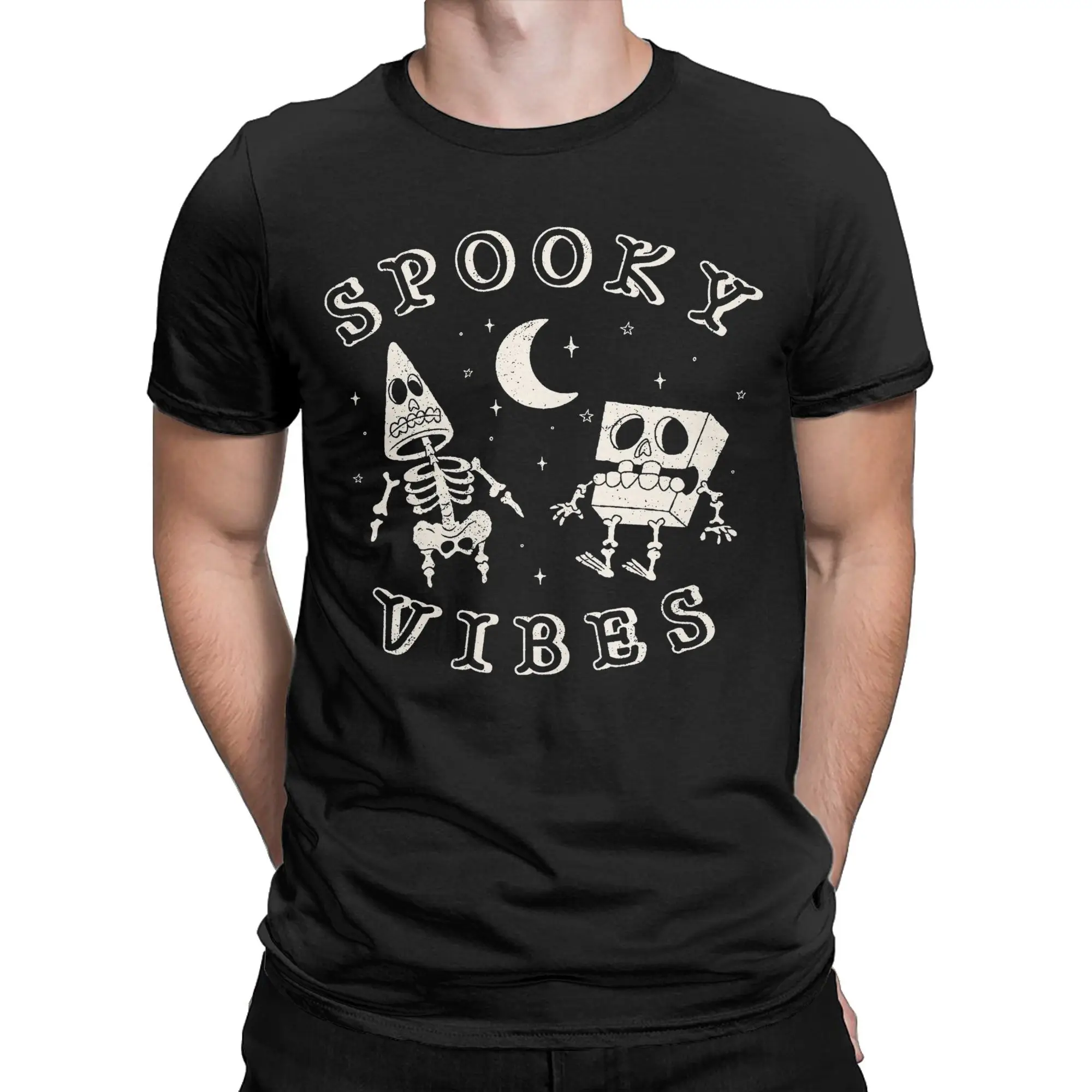 Spongebobed Patrick Halloween Spooky Vibes T-Shirt for Men Women  100% Cotton Tee Shirt Short Sleeve T Shirts Plus Size Clothes