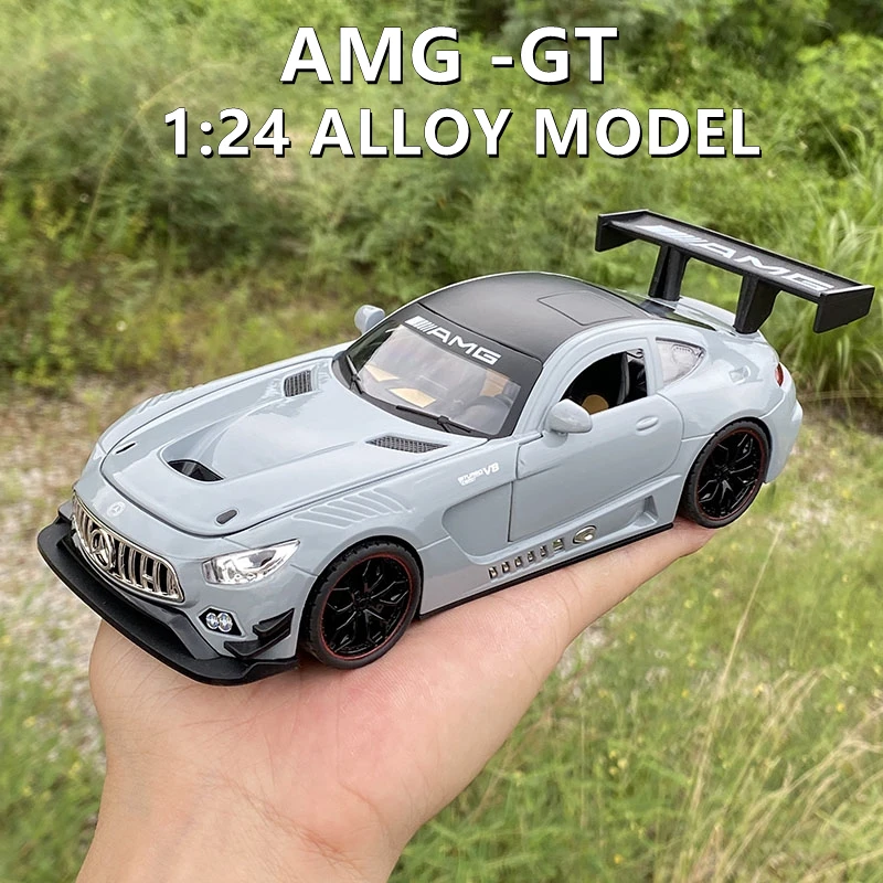 1:24 AMG-GT Alloy Sports Car Model Diecast Metal Toy Vehicles Car Model High Simulation Sound and Light Collection Toy Gift