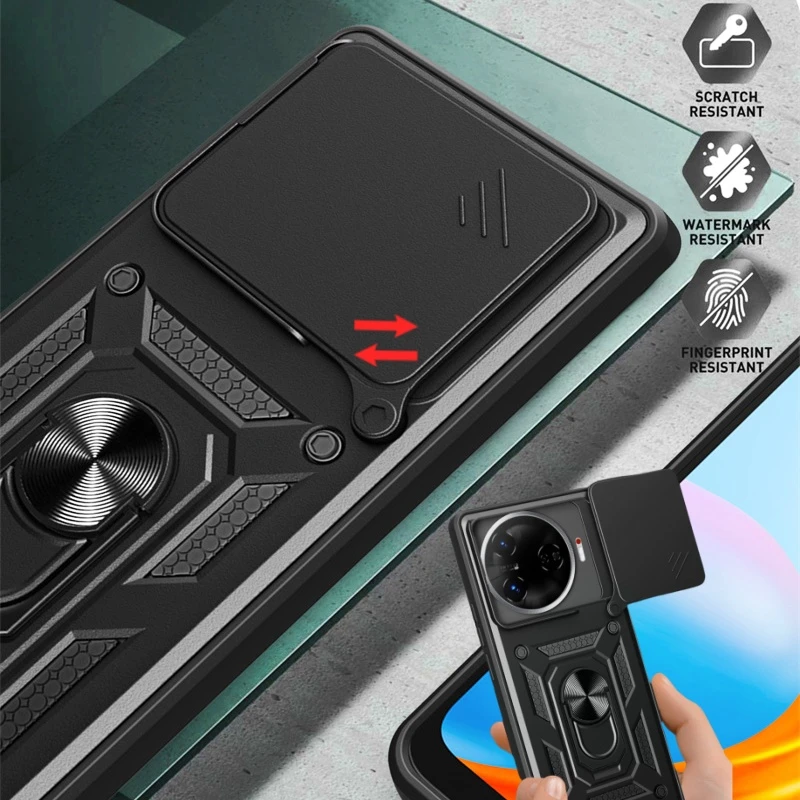 Funda For Tecno Camon 30 Pro 5G Case Shockproof Armor Ring Phone Case For Tecno Camon30 Pro 30Pro CL8 Slide Camera Protect Cover