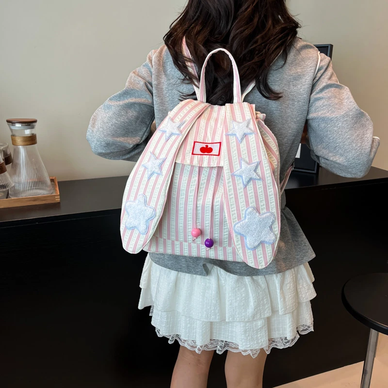 

Kawaii Star Girl Backpack Cute Rabbit Lolita Ita Bag Large Capacity Casual Shoulder Bag Trend Travel Ladies Bag